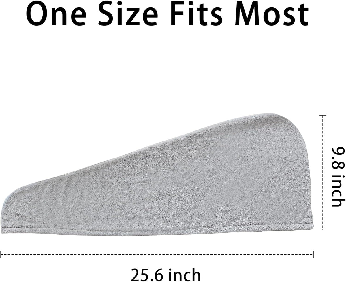 2 Pack Microfiber Hair Towel Wrap for Women Lightgrey+Lightgrey