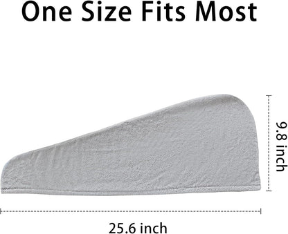2 Pack Microfiber Hair Towel Wrap for Women Lightgrey+Lightgrey