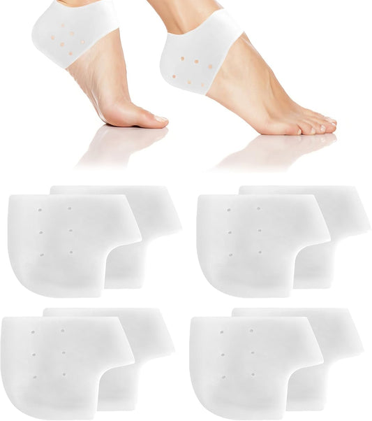 Silicone heel protectors, four pairs, white