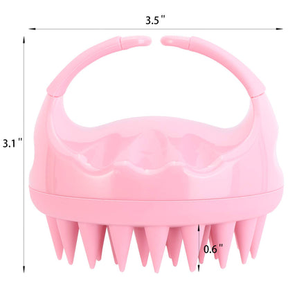 Silicone Hair Scalp Shampoo Brush Scalp Massager Exfoliating Hair Cleaning Brush Head Scrubber for Shower - Pink