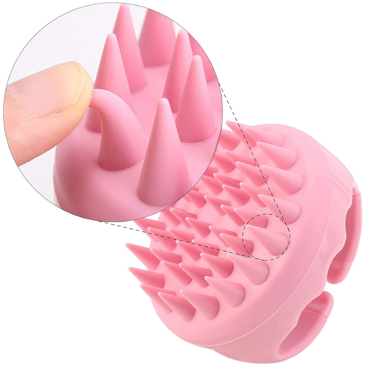 Silicone Hair Scalp Shampoo Brush Scalp Massager Exfoliating Hair Cleaning Brush Head Scrubber for Shower - Pink