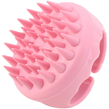 Silicone Hair Scalp Shampoo Brush Scalp Massager Exfoliating Hair Cleaning Brush Head Scrubber for Shower - Pink