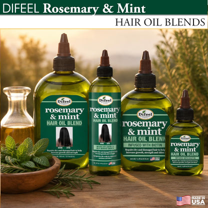 Difeel Rosemary and Mint hair oil blend, bottle sizes