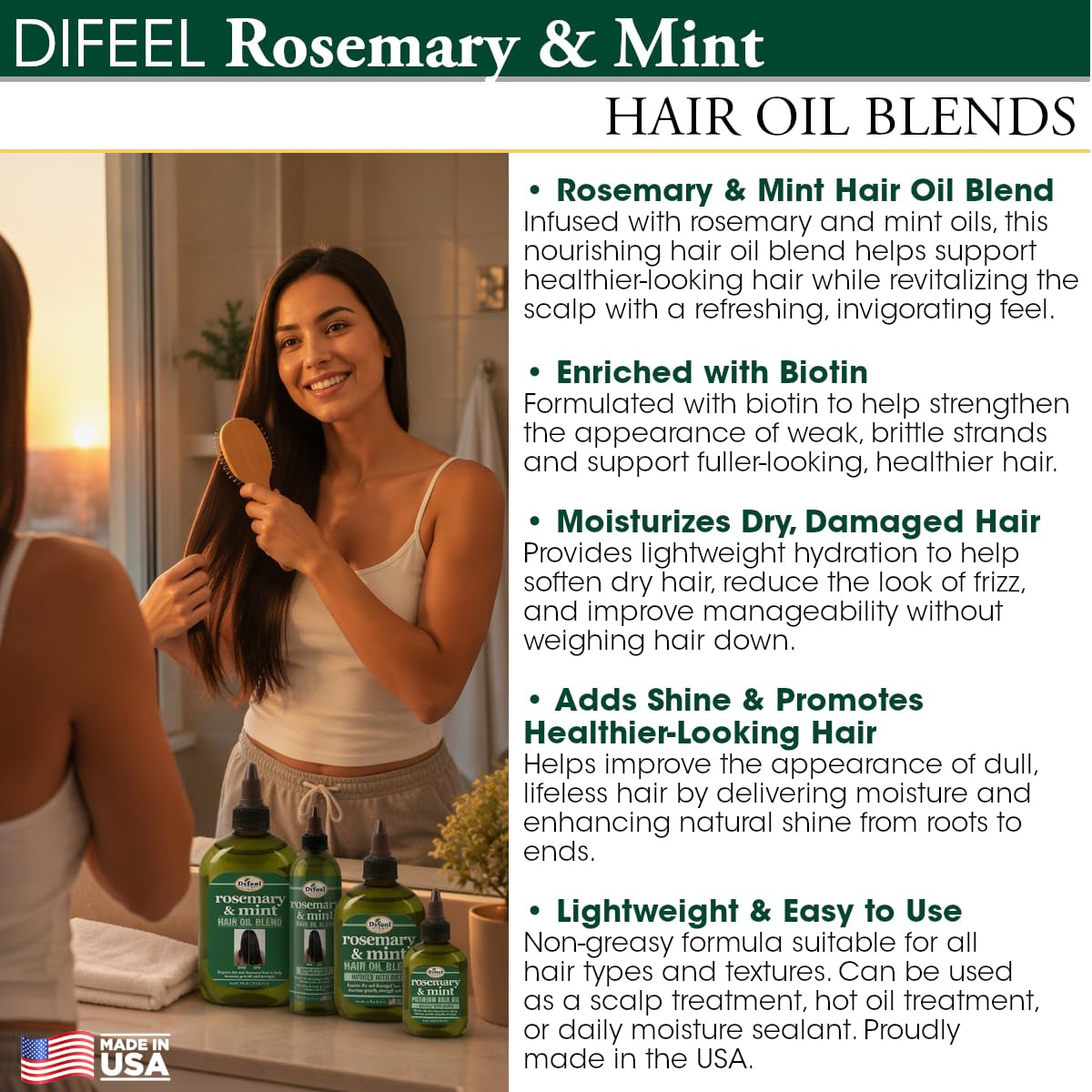 Rosemary Mint Scalp Oil — brushing through after applying