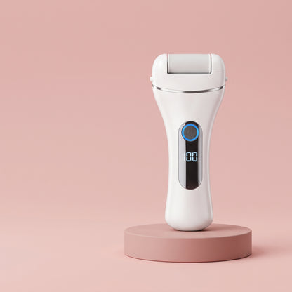 Solvea electric callus remover on a blush pink background